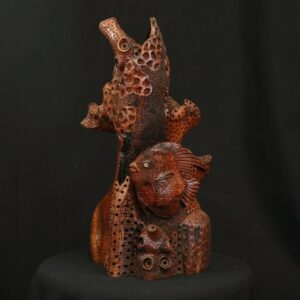 "Queen Angel" Hand Carved Black Myrtle Coral Reef