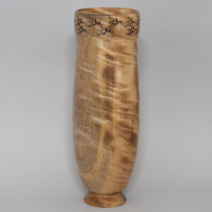 Tall Curly Myrtlewood Vessel- Sea Birds flying right