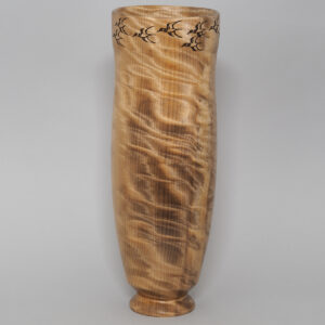 Tall Curly Myrtlewood Vessel -Sea Birds flying left