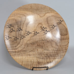 Curly Myrtlewood Platter "Coos Bay Flight"