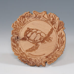 Engraved Myrtlewood Sea Turtle Coaster