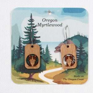 Myrtlewood Dangle Earrings Rectangle Cat