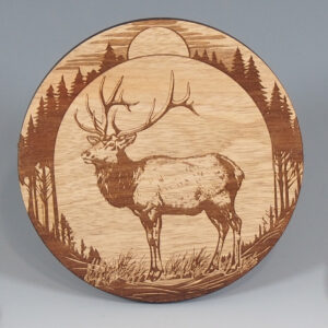Myrtlewood Coaster- Engraved Elk