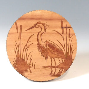 Myrtlewood Coaster- Engraved Great Blue Heron