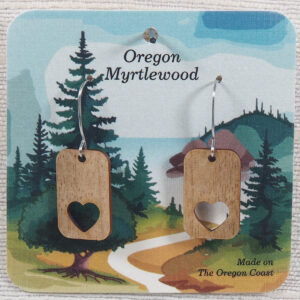 Myrtlewood Dangle Earrings Rectangle Heart