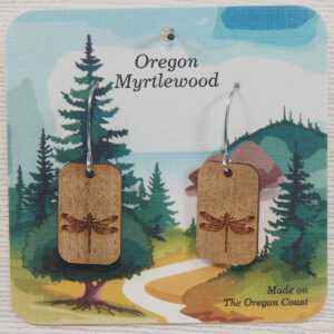 Myrtlewood Dangle Earrings Rectangle Dragonfly