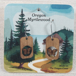 Myrtlewood Dangle Earrings Rectangle Butterfly