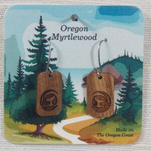 Myrtlewood Dangle Earrings Rectangle Whale Tail