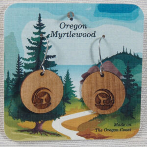 Myrtlewood Dangle Earrings Round Whale Tail