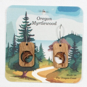 Myrtlewood Dangle Earrings Rectangle Dolphin