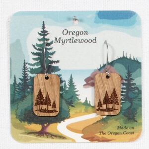 Myrtlewood Dangle Earrings Rectangle Trees
