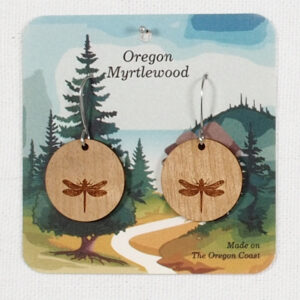 Myrtlewood Dangle Earrings Round Dragonfly
