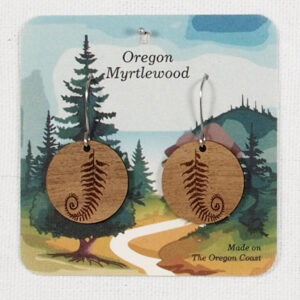 Myrtlewood Dangle Earrings Round Fern
