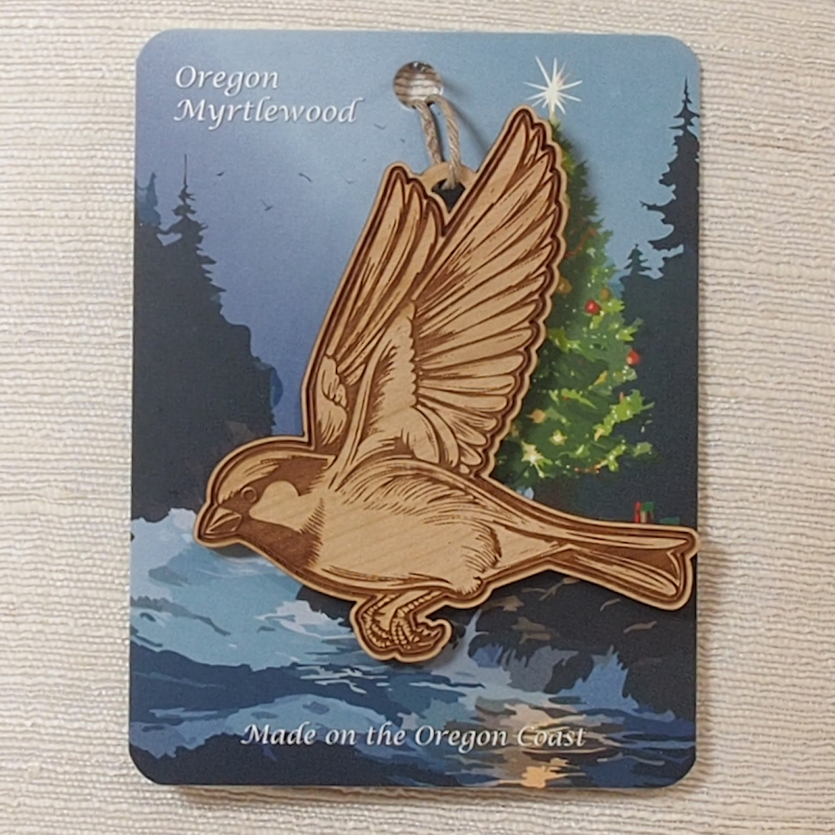 Myrtlewood Ornament-engraved Sparrow - Image 2