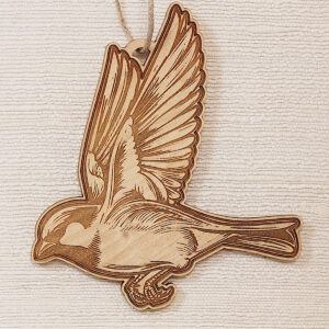 Myrtlewood Ornament-engraved Sparrow
