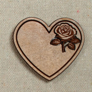 Myrtlewood Magnet Engraved Heart with Rose