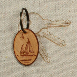 Myrtlewood Sail Boat Key Ring