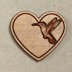 Myrtlewood Magnet Engraved Heart with Hummingbird