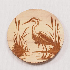 Myrtlewood Magnet Engraved Heron