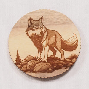 Myrtlewood Magnet Engraved Wolf