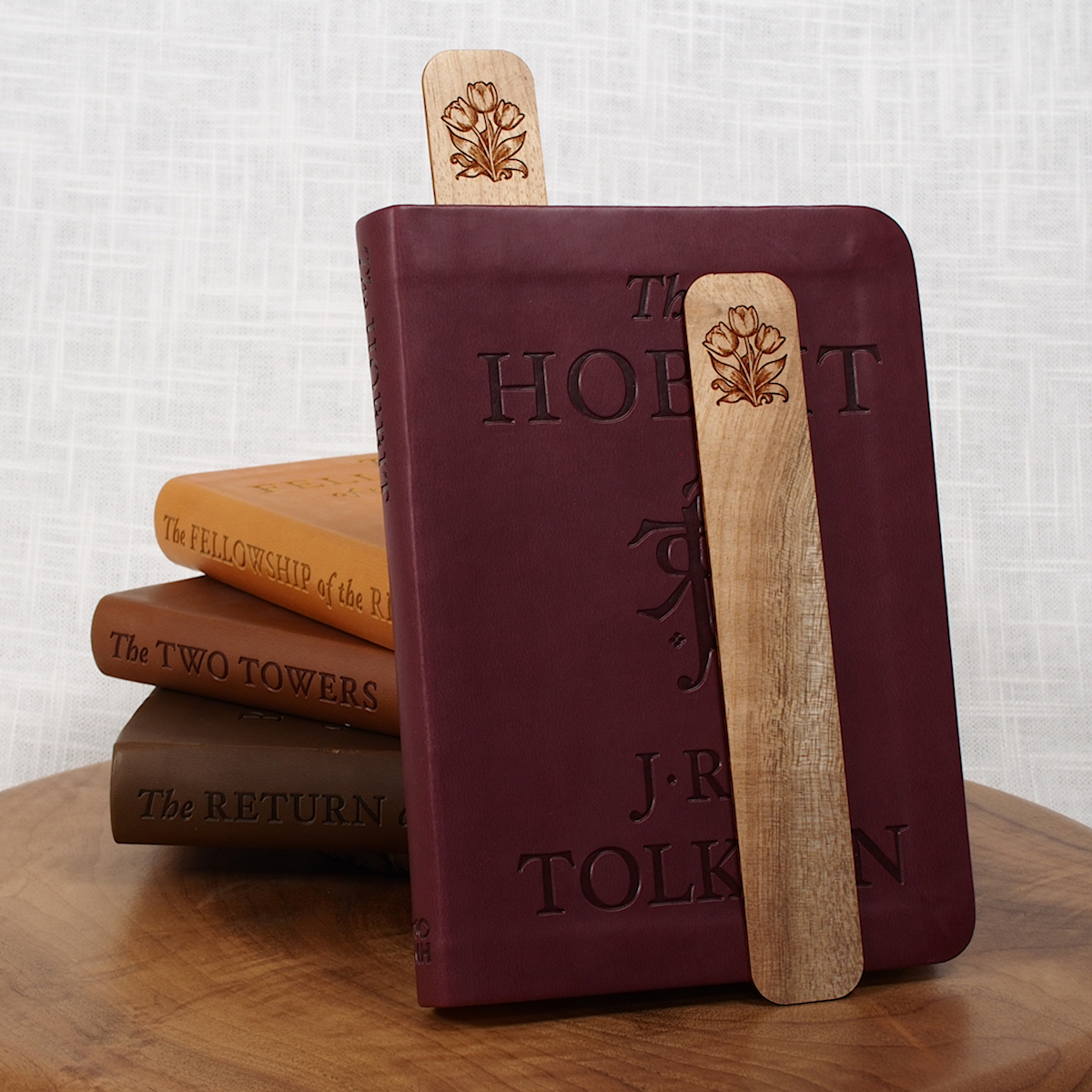 Myrtlewood Bookmark - Engraved Tulips - Image 4