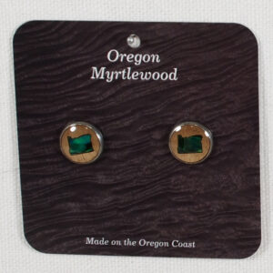 Earring Myrtlewood Post 12mm Abalone Inlay Oregon