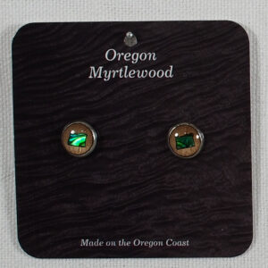Earring Myrtlewood Post 10mm Abalone Inlay Oregon