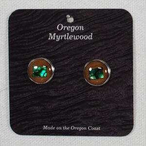 Earring Myrtlewood Post 14mm Abalone Inlay Oregon