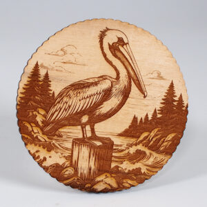 Myrtlewood Coaster- Engraved Pelican