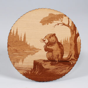 Myrtlewood Coaster- Engraved Beaver